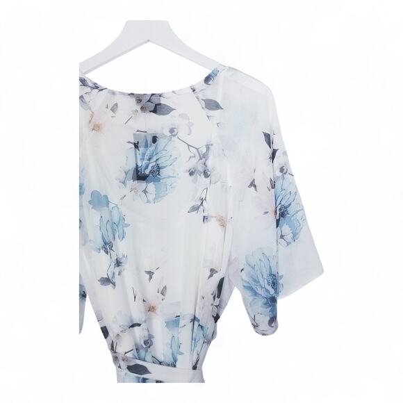 *NEW* CITY CHIC Shy Orchid Maxi Dress Front Wrap Floral Blue Ivory - Size 18 - Picture 5 of 8